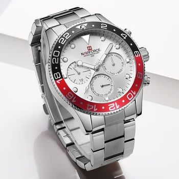 

NAVIFROCE New Men Watch Army Sports Military Wrist Watches Men's Fashion Stainless Steel Quartz Date 24 Hour Analog Clock Male