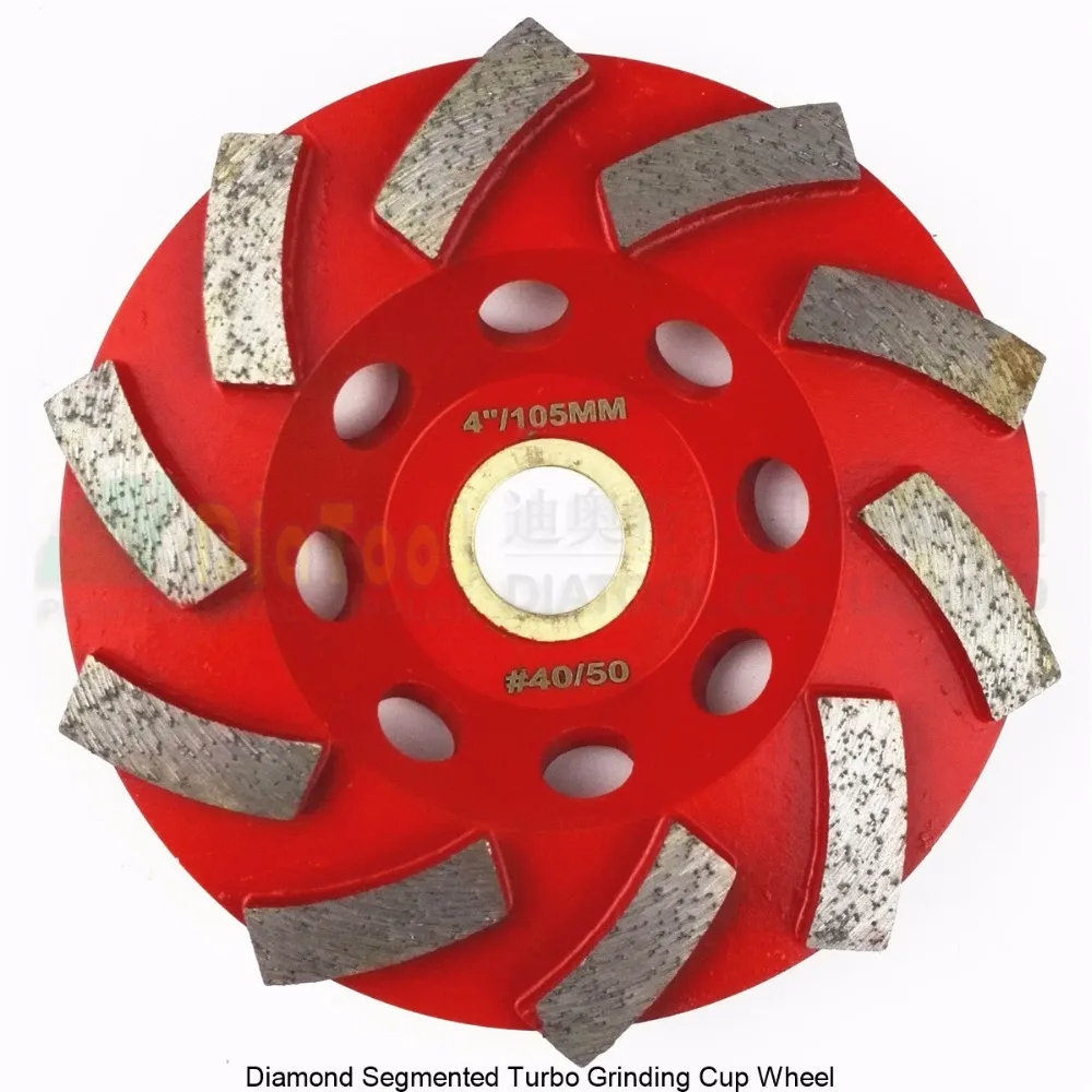 DIATOOL Diameter 4"/100mm Diamond Grinding Cup Wheel For Concrete, Grinding Disc, Segmented Turbo Type