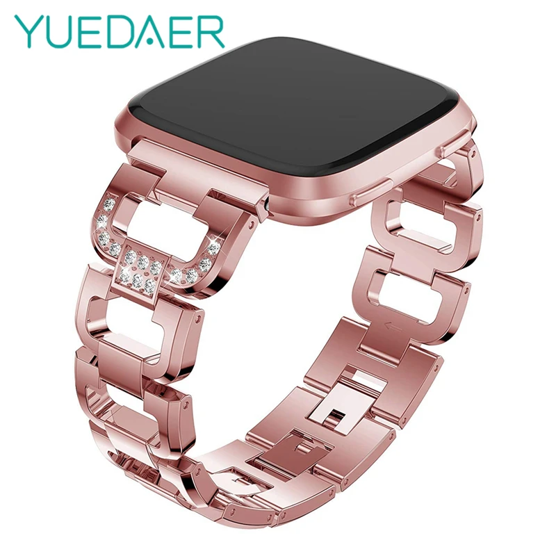 

YUEDAER For Fitbit Versa Watch Band Shinny Diamond Strap Metal Bracelet For Fitbit Versa/Versa Lite Stainless Steel Straps Women