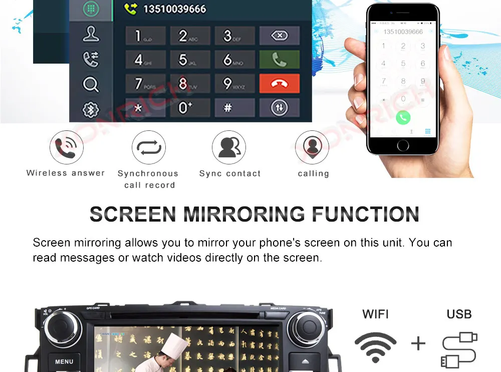Top Car Multimedia Player GPS Android 8.1 2 Din DVD Automotivo For TOYOTA/AURIS/Altis/COROLLA 2012 2013 Radio FM 4 Core Wifi 15