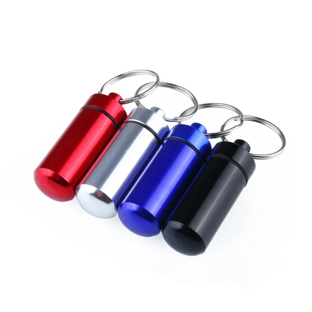 

survival camping Edc tool New Mini Waterproof Aluminum Medicine Pill Box Bottle Holder Container Keychain