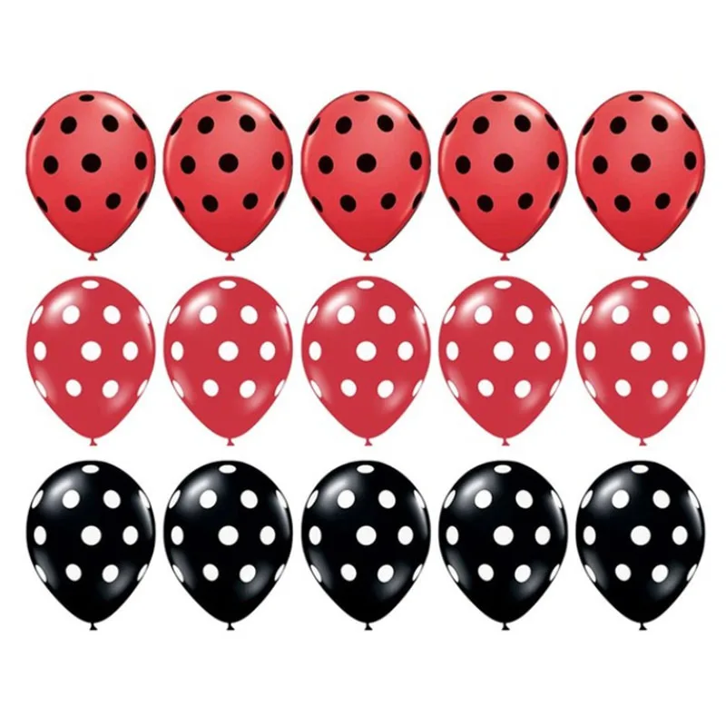15 шт./лот черный, красный латексных шарика в горошек надувные шары Mickey Мышь тема День Рождения globos 12 дюймов для свадьбы или «нулевого дня рождения» вечерние украшения