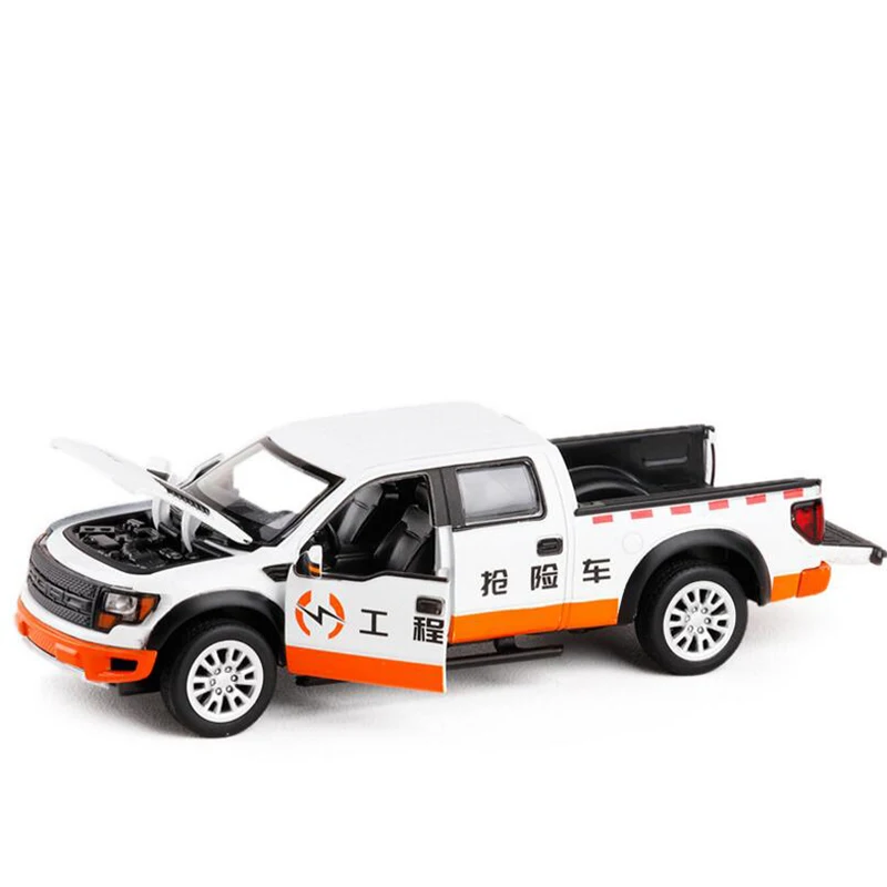 Children S Toy Simulation 1 32 Ford F150 Engineering Rescue Car Alloy Die Casting Toy Car Pull Back Sound And Light Model Diecasts Toy Vehicles Aliexpress