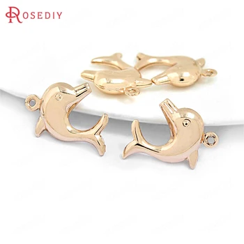 

(31286-G)20PCS 21x16MM 24K Champagne Gold Color Brass Dolphin Charms Pendants Jewelry Making Supplies Diy Findings Accessories