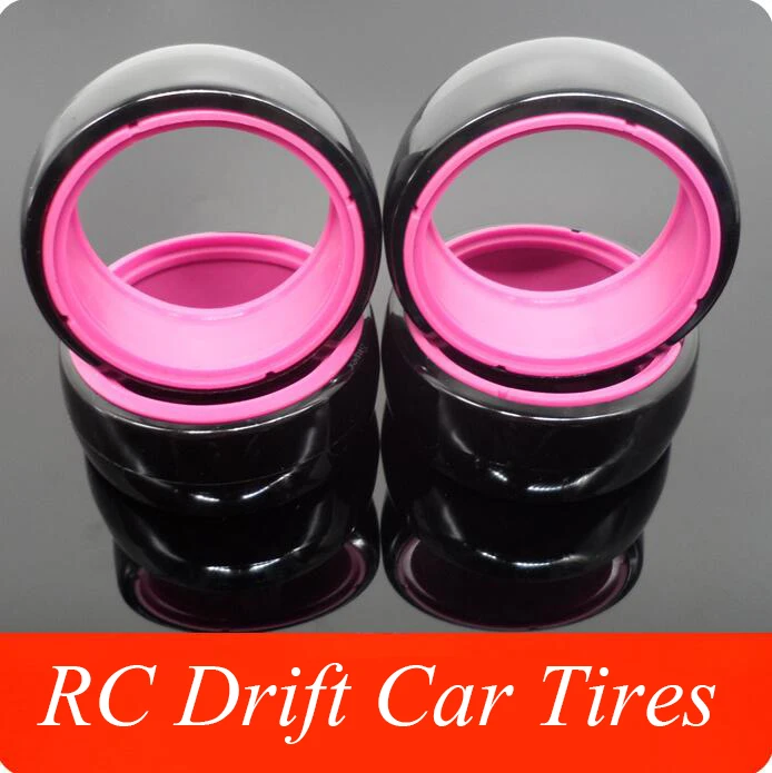  4PCS 1/10 RC Drift Car Tires Smooth Tire Skin Spare Parts Fit For Sakura 94123 RC Drift Car Model 63*25mm