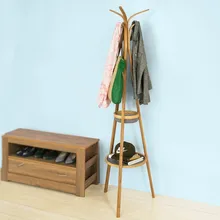 

SoBuy FRG266-N, Hat Coat Stand Rack 6 Hangers 2 Storage Shelves, Free Standing Clothes Storage Rack Organiser