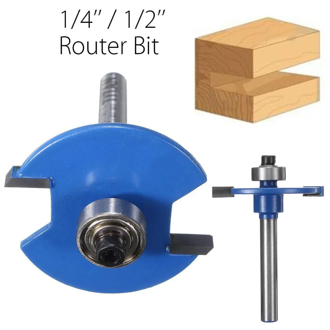 1pc Blue 1/4'' 1/2'' Shank Router Bit High Quality Metal Biscuit