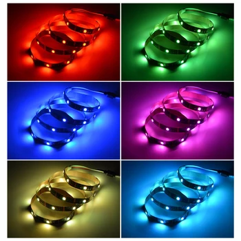 

1M 2M 3M RGB Strip Lights With Corner Buckles For TV/PC Backlight Night Light Diode Tape Home Holiday Decor