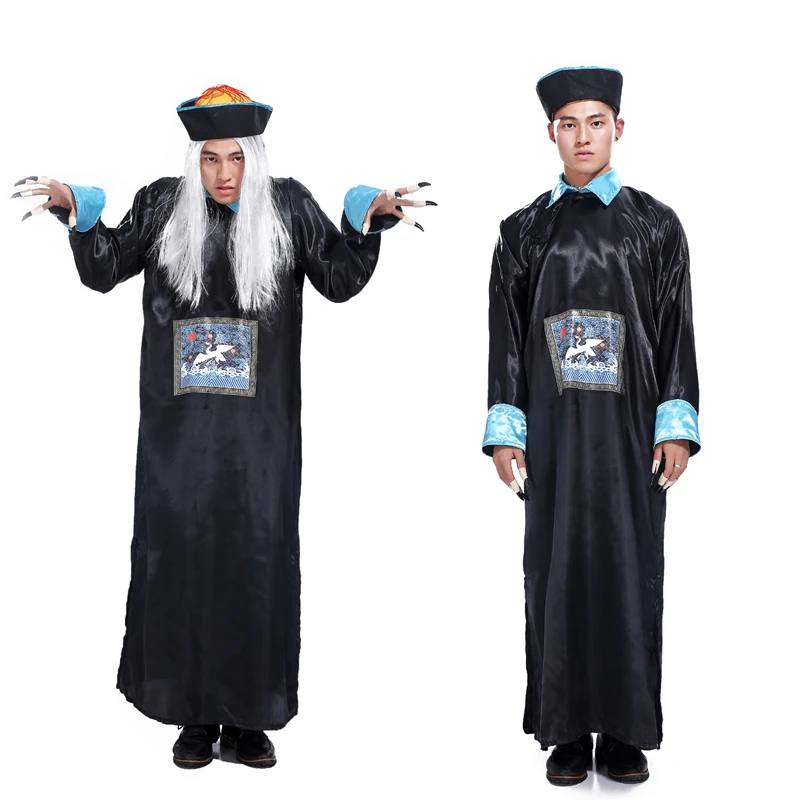 

Free shipping Halloween Masquerade Horror Qing robes male adult costume zombie costume role playing the spirits