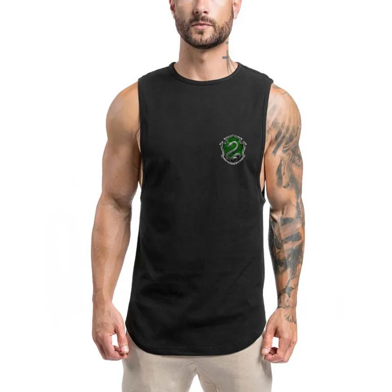 

Slytherin Shirt men sleeveless shirts camiseta Boys Quick Dry Tops Fitness HP Ravenclaw Gryffindor Hufflepuff T-shirt