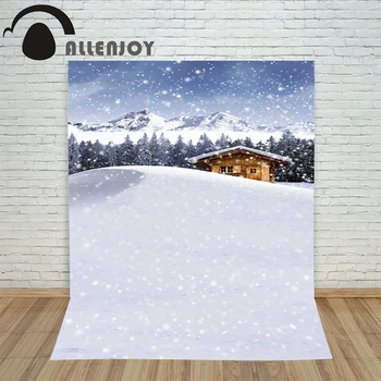 

Christmas backdrop photography Allenjoy Snow houses Snowy mountains background photographic studio vinyl children's camera