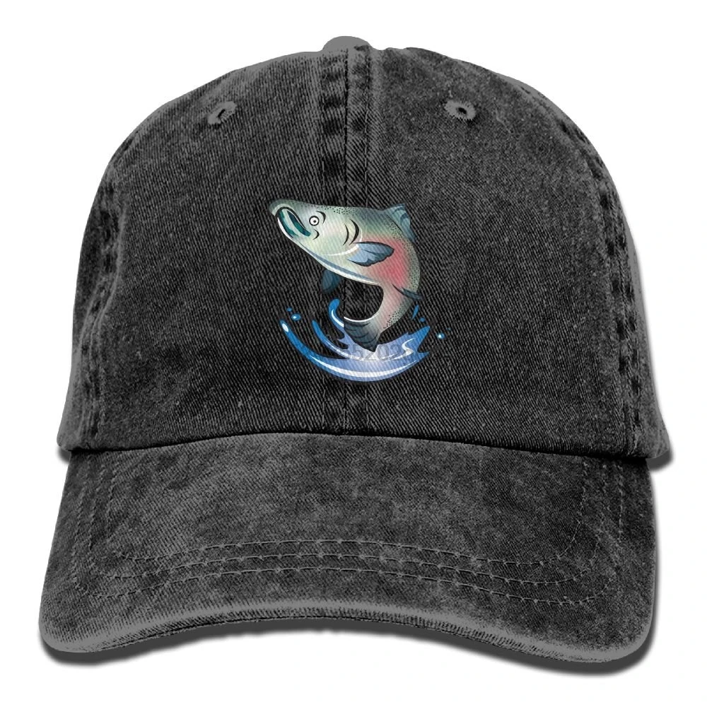 

Unisex Adult Hat Funny Salmon Color Washed Denim Dad Baseball Cap Adjustable