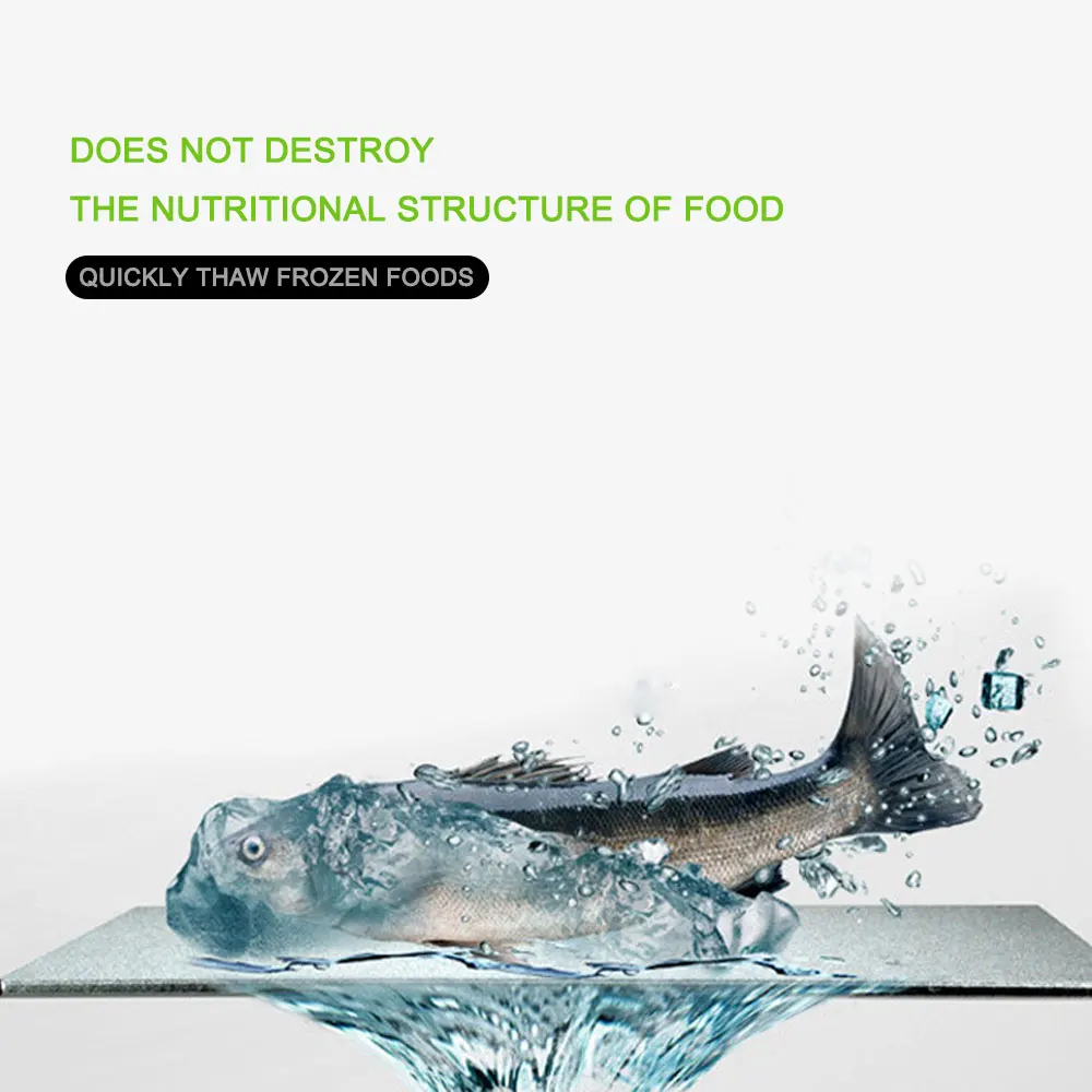 Fast Defrosting Tray for Frozen Food Thawing Plate Defrost Meat Fish in Minutes The Safety Way Defrosting Meat Tray Kitchen Tool