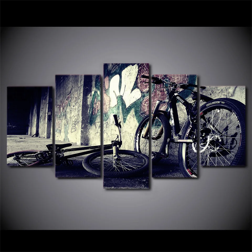 

5 Pieces Canvas Painting for living room home decor BMX bike graffiti street Posters HD Prints wall art picture