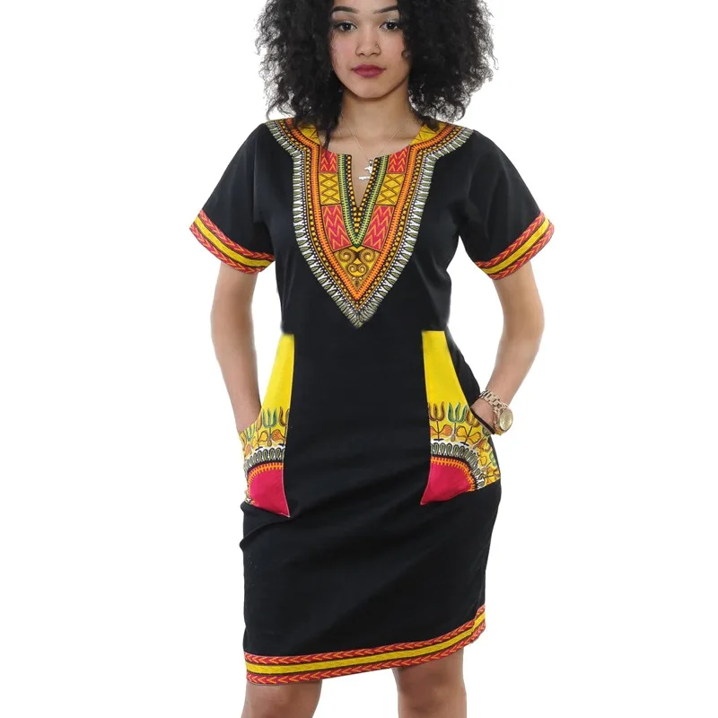 2017 Women Summer Dress Sexy Mini African Tranditional Print Dashiki ...