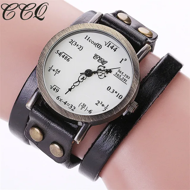 CCQ Brand Fashion Vintage Creative Leather Math Formula Equation Watch Casual Wo CCQ Brand Fashion Vintage Creative Leather Math Formula Equation Watch Casual Wo