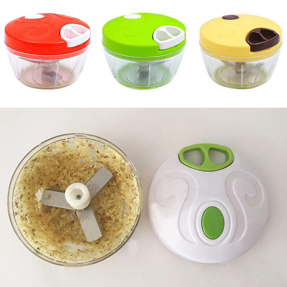

1pc Multifunction High Speed Chopper Design Chopper Garlic Cutter Vegetable Fruit Twist Shredder Manual Meat Grinder 4 Colors