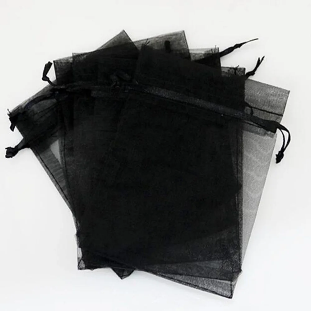 Bulk Black|100pcs Black Organza Gift Bags Jewelry Packaging