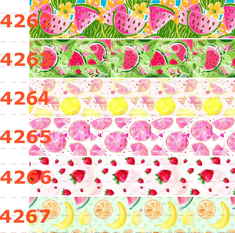 

10yards - Different sizes-Fruit pattern printed Grosgrain ribbon -Cute&Hot&New ribbon -Watermelon,strawberry,lemon pattern