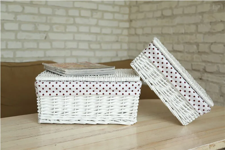 Большие домашние декоративные коричневые и белые плетеные корзины для хранения для организации стола плетеные корзины для белья