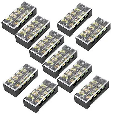 

10 Pcs Dual Row 4P Screw Barrier Terminal Block Strip Connector 600V 25A