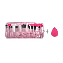 Professional 24pcs Makeup Brushes With Bag And 1pc Makeup Sponge Egg Eyeshadow Powder Foundation Blusher Women