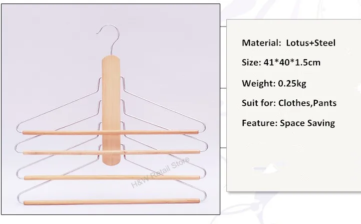 Hangerworld Экономия пространства многослойная деревянная вешалка для хранения одежды и брюк(4 шт./лот