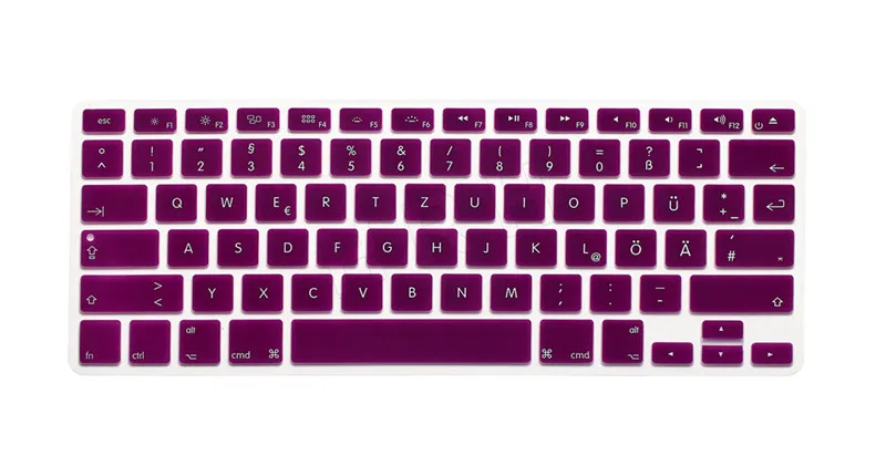 HRH немецкая силиконовая клавиатура, защитная пленка для Macbook Air 1" 15" 17Pro с retina, английская версия - Цвет: Purple