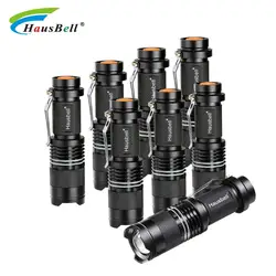 Hausbell мини тактические и маленькие фонарики 7 w 3-Mode карманный фонарик с регулируемым фокусом Zoom Light Lamp (8 шт)