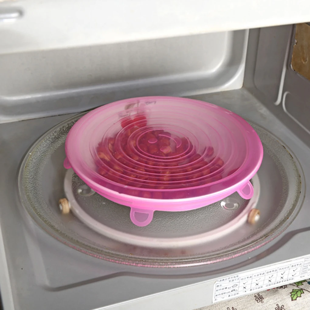 

6Pcs Sets Silicone Stretch Lids Various Sizes Cover Preservative Film Retain Freshness Cap Fits Bowls Plates