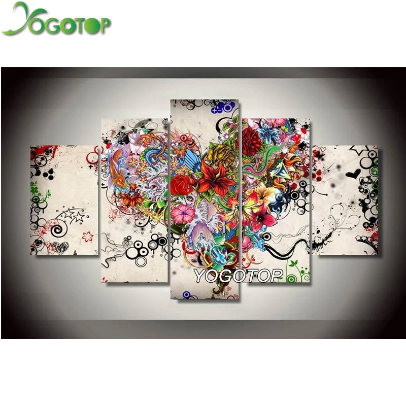 

YOGOTOP DIY Diamond Painting Cross Stitch 5D Diamond Embroidery Full Diamond Mosaic Crafts Needlework love floral 5pcs/set ML052
