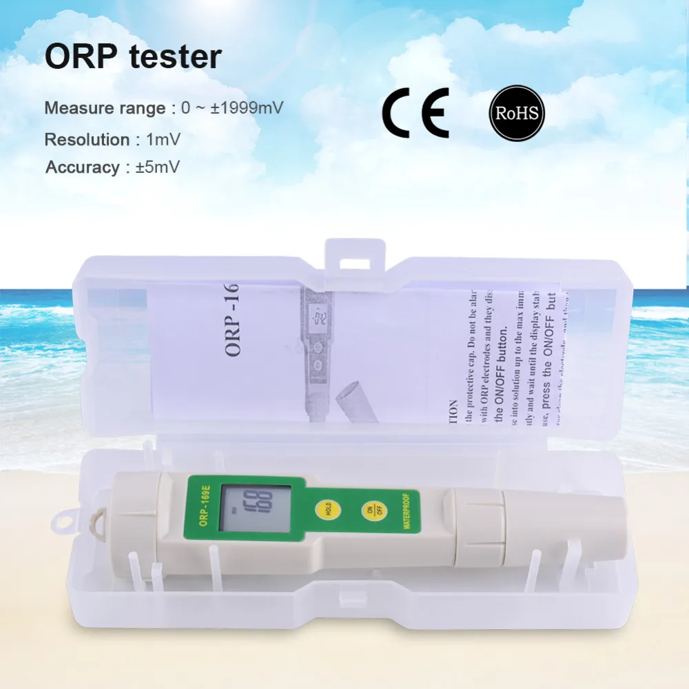 

Digital Display ORP Water Meter Water Tester 0~+/-1999mV Test Redox Potential Negative Potential Test Pen Plastic Box Packaging