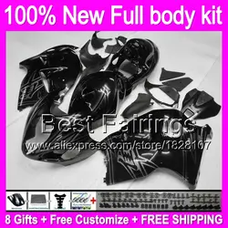 Обтекатель для SUZUKI Hayabusa GSXR1300 96 97 98 99 00 01 15B12 GSXR 1300 GSX R1300 GSXR-1300 02 03 04 05 06 07 глянцевый черный + наклейка