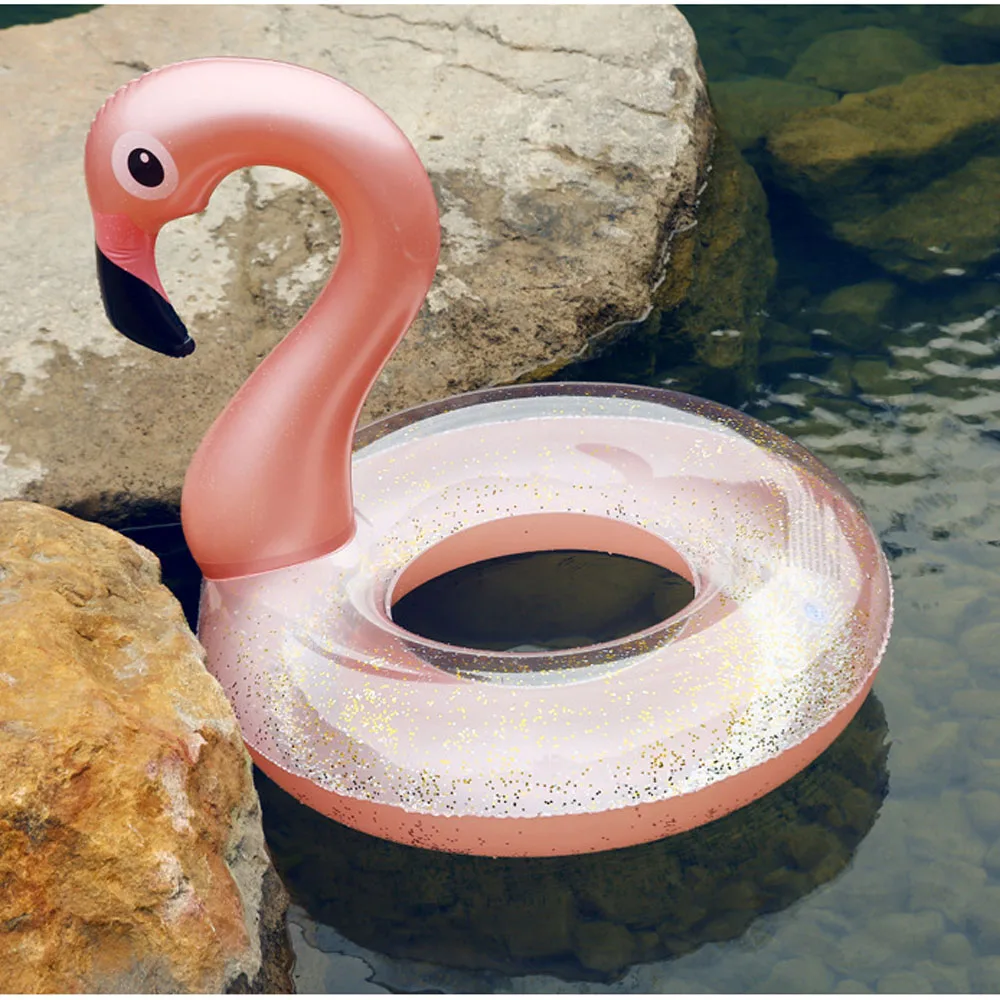 

Transparent inflatable flamingo Swimming ring Girls Sequin Flamingo Swim tube Pool Float Water Toys Pool Party Women Wwater fun