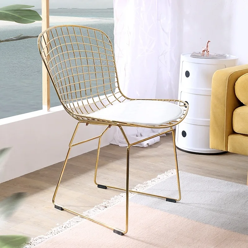 Золотой цветной провод кресло, мебель для дома минималистичный современный классический провод стальная проволока боковое кресло Лофт кафе железные обеденные стулья