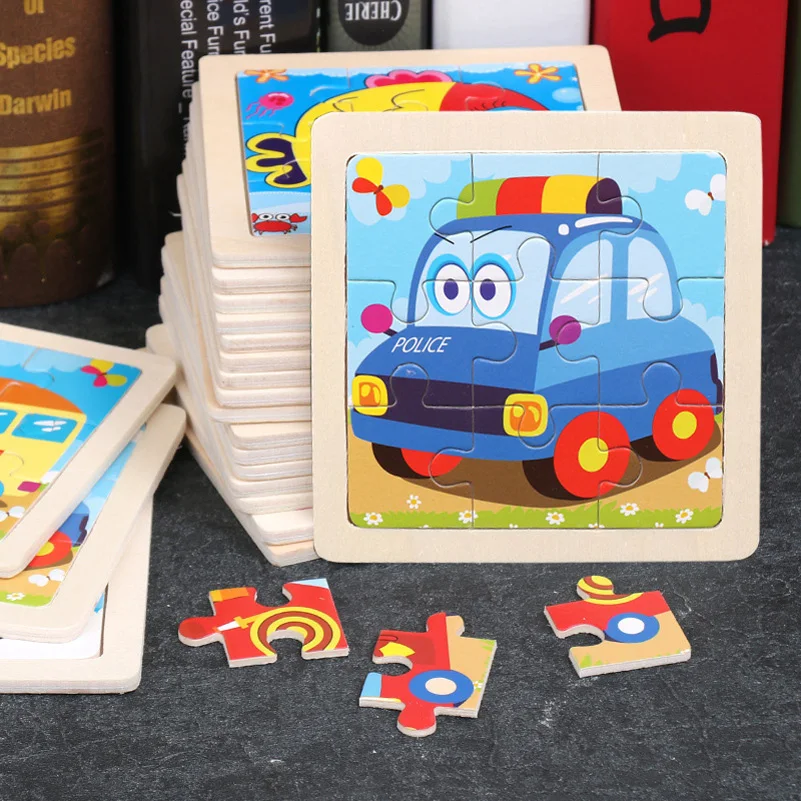 

Puzzle Toys for Children Early Educational Learning Wooden Puzzles Kids Cartoon Animal Intelligence Match Jigsaw Teaching Aids