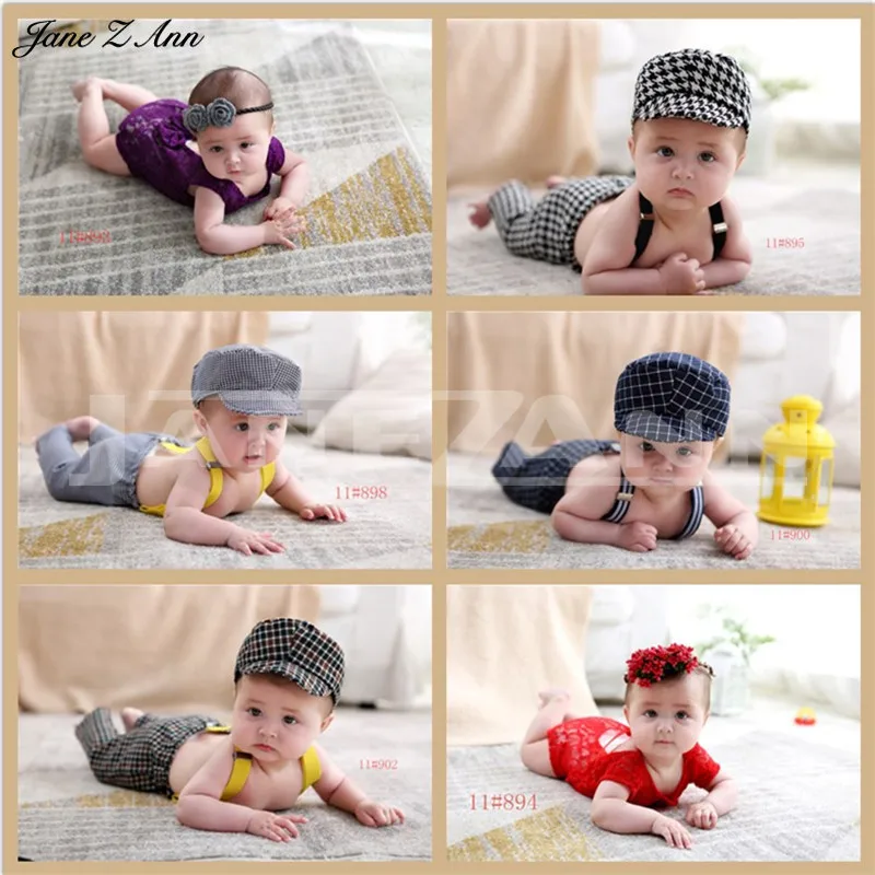 

Jane Z Ann Accesorios fotografia bebe 1 year Children infant photography clothing hat/headband +clothes studio shooting outfits