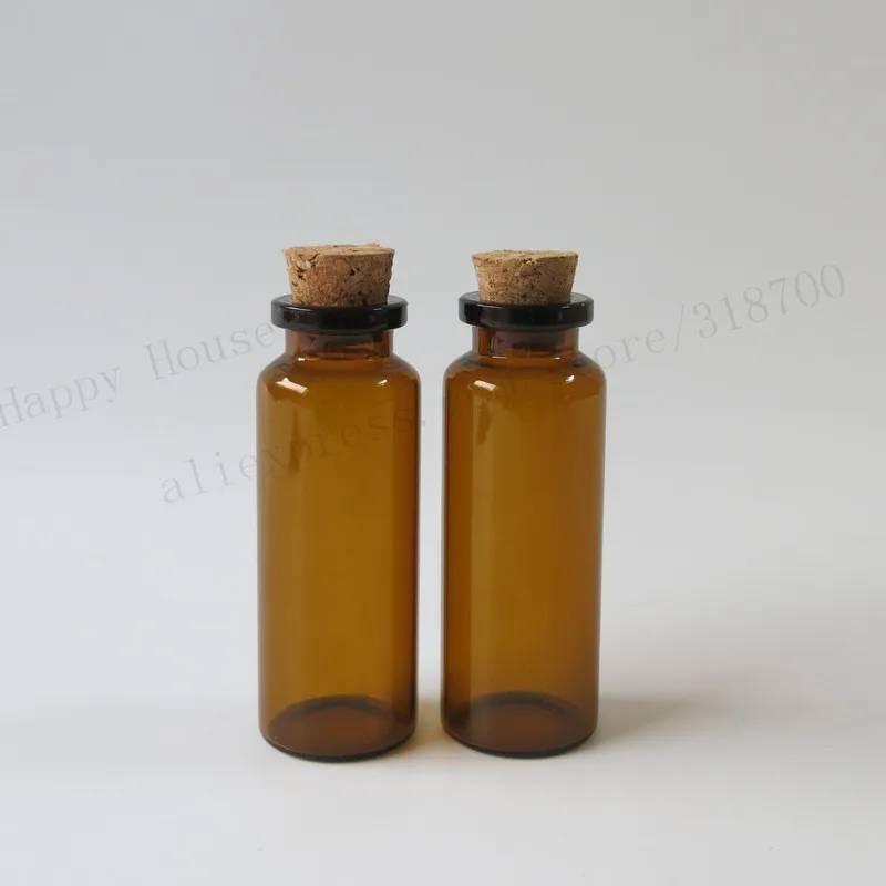 30 x 20ml Amber Glass Bottle With Wooden Cork 20CC Corked Glass Bottle Empty Glass Container 3