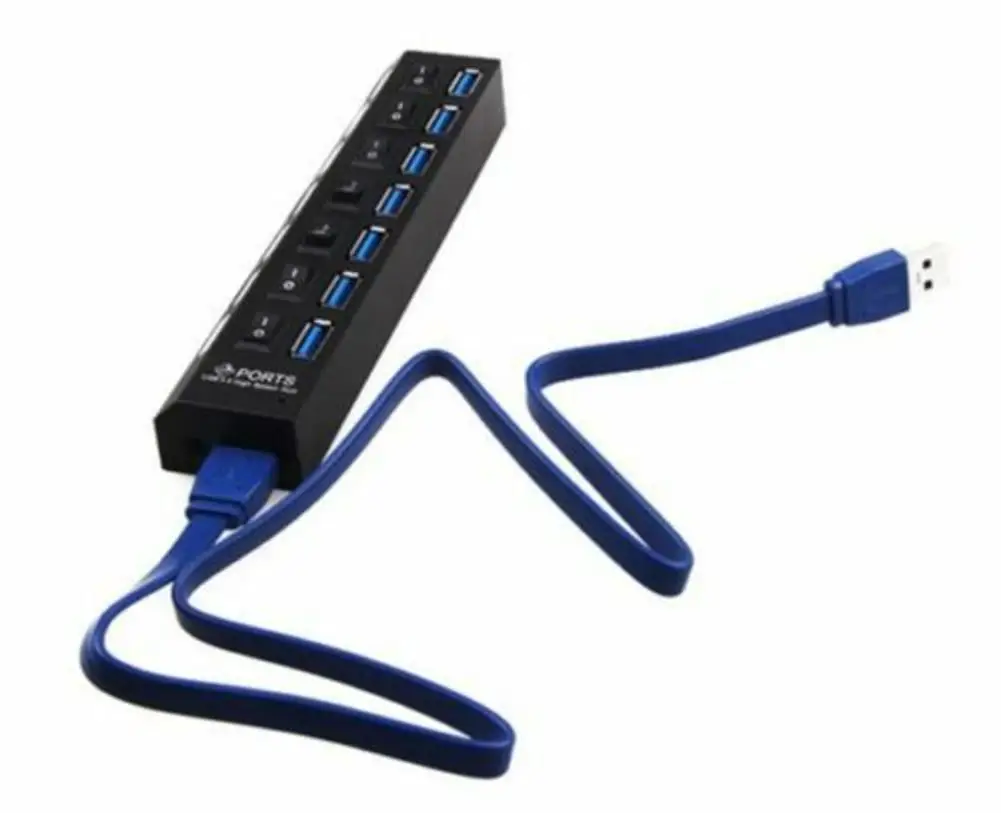 7 Ports usb 2.0 hub High Speed 480 Mbps Adapter usb splitter Hub 2.0 With Power on off Switch For ipad Laptop Computer phone