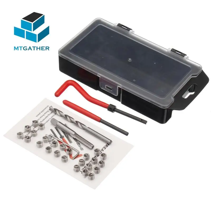 

MTGATHER 30Pcs Thread Repair Kits Restoring Wire Insert Repair Tools with M5x0.8 M6x1.0 Drills Hardware Fasteners