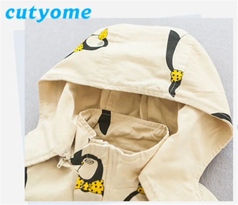 Cutyome Spring Autumn Children Hooded Outerwear Jackets Boys Girls Cartoon Style Casual Windbreaker Kids Cotton Fashion Clothes