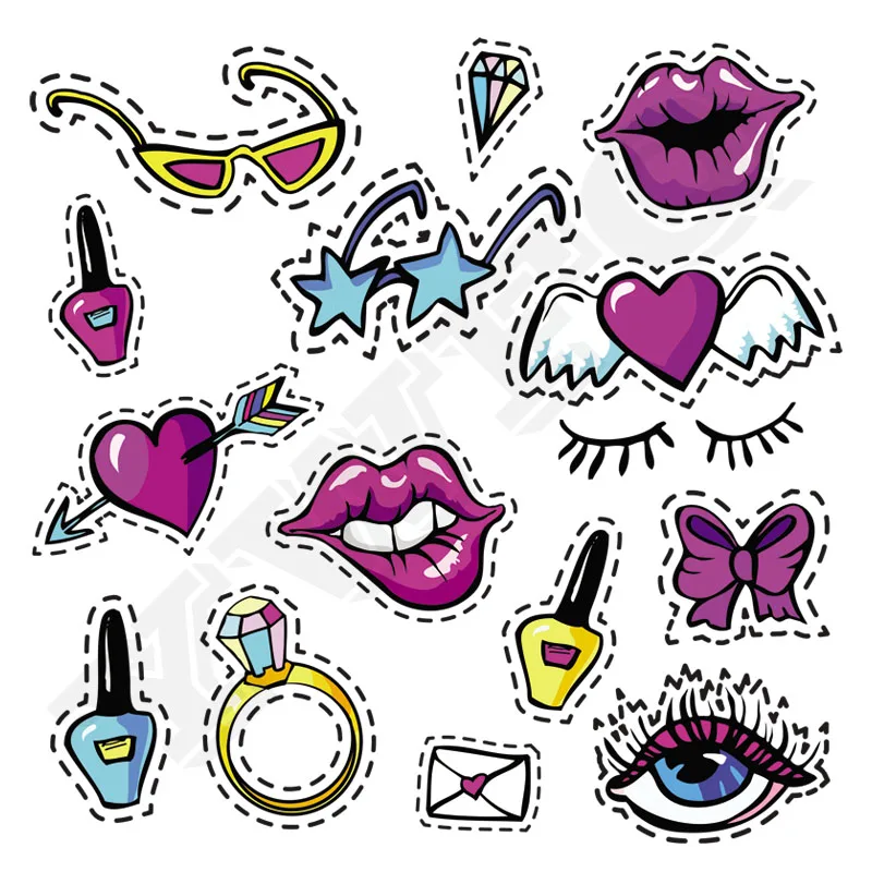 

Set Of Angel Wing Appliques Sexy Lip Heat Transfers Quality Badges Garment DIY Decor Fashion Patches Washable Ironing Sticker