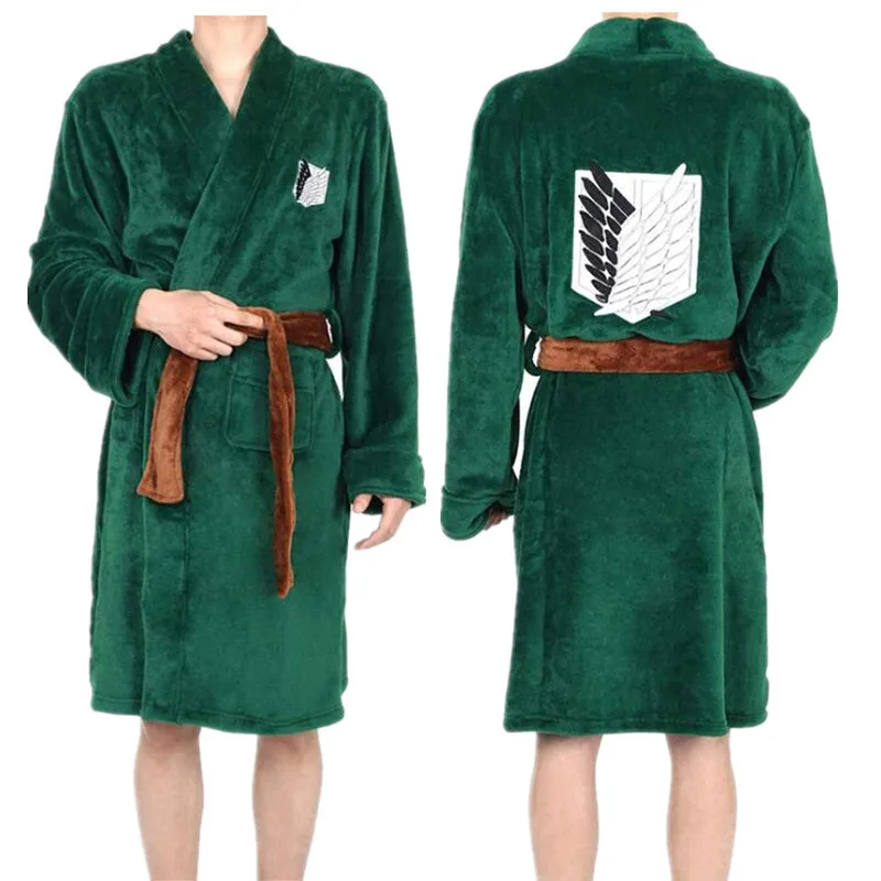 

Japan Anime Attack on Titan Night Robe Cosplay Costumes High Guality Coral Fleece Leisure Wear Gown Bathrobe Fans Best Gift