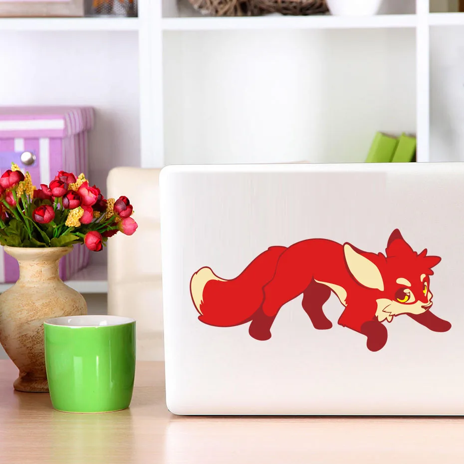 

Cute Animals Fashion Fox Full Color Wall Sticker Car Window Laptop Wall Art Decals Car Bumper Sticker Computer Art Decor