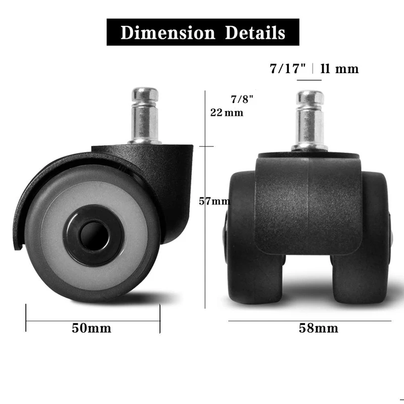 5 шт. Универсальный бесшумный ролик 2 дюйма Замена офисного кресла поворотные резиновые ролики колеса для мебельного Оборудования