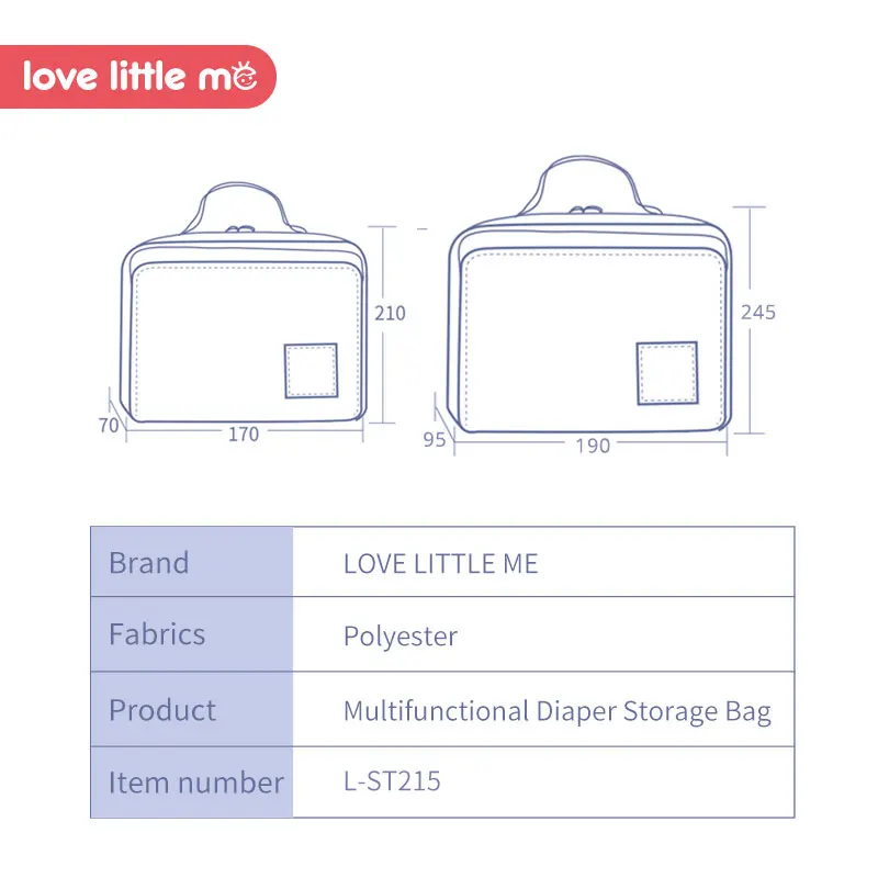 Переносная сумка для детских подгузников Love Little Me водонепроницаемая из влажной