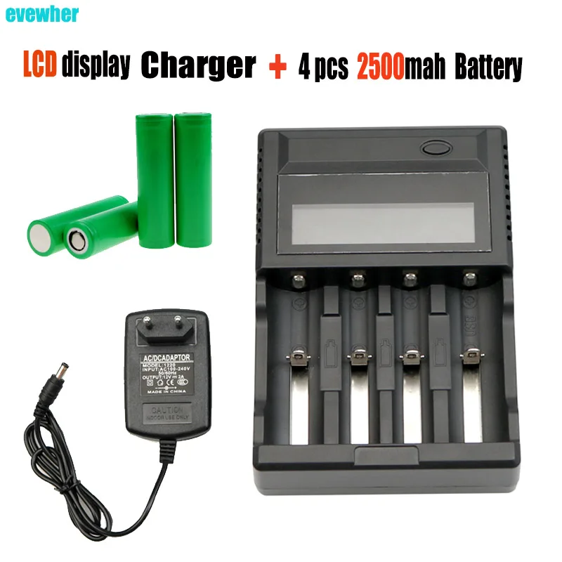 

LCD display Intelligent Battery Charger For 26650 18650 and 4pcs/lot 18650 Battery Real Capacity 2500mah 3.7 Voltage Li Batery