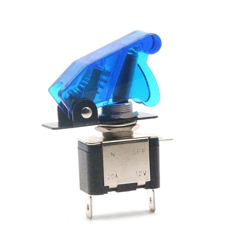 

Toggle Switch with transparent blue safety cover/ 12V 20A/ motor modification switch with blue LED lighter