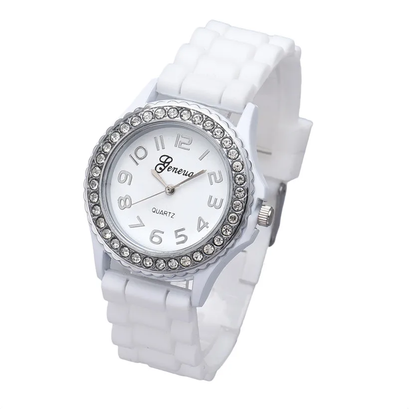 

Women Watches Mens Watch erkek saat montre homme Dropshipping Fashion Silicone Gel Ceramic Band Crystal Bezel Women's Watch 4*