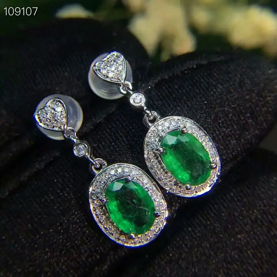 

[MeiBaPJ]Natural Columbia Emerald Green Gemstone Simple Drop Earrings Real 925 Silver Earrings Fine Charm Jewelry for Women